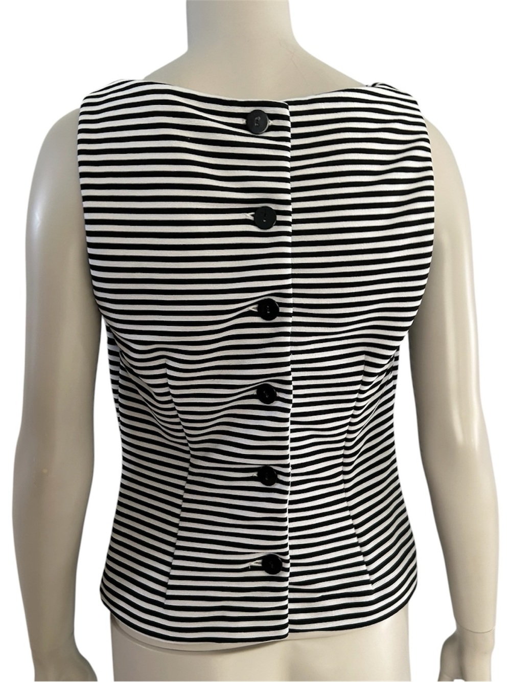 Vintage David Warren Petites New York Striped Sleeveless Boatneck Top (19” PTP) - Picture 4 of 16